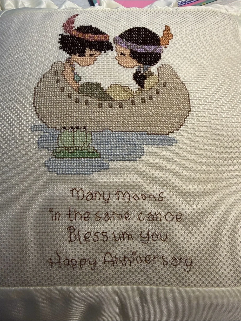 Precious Moments Cross Stitch Pillow 